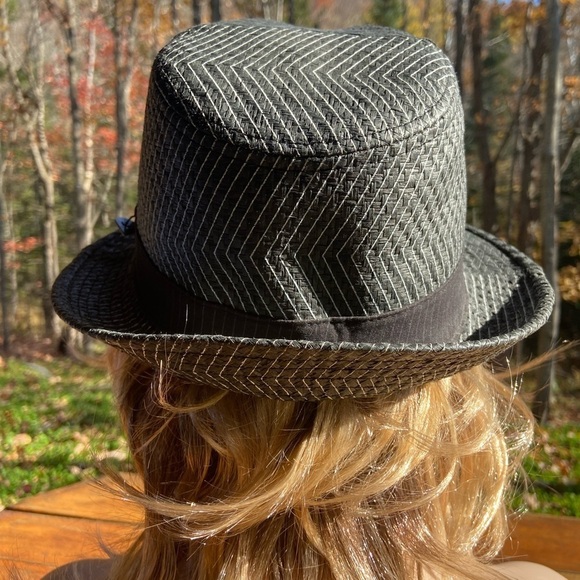 Vintage Black w/ white Chevrons Fedora Tailor Made - Picture 5 of 10